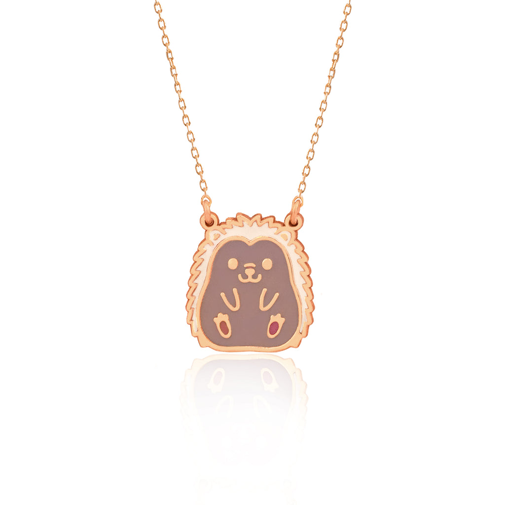 925 Sterling Silver Adorable Tiny Hedgehog Necklace