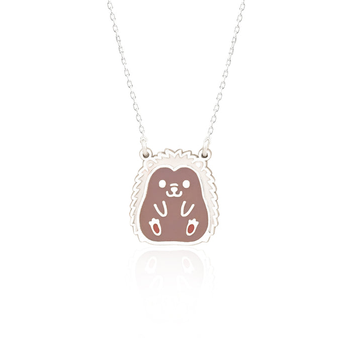 925 Sterling Silver Adorable Tiny Hedgehog Necklace