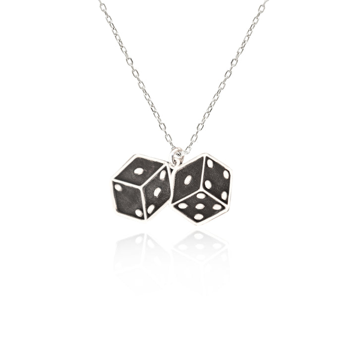 925 Sterling Silver Dice Charm Necklace