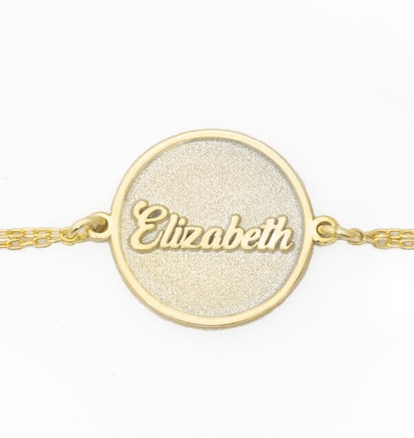 925 Sterling Silver Circle Name Tag Duo Chain Bracelet