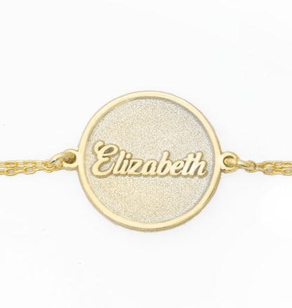 925 Sterling Silver Circle Name Tag Duo Chain Bracelet