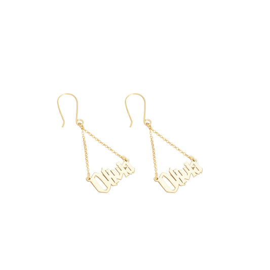 925 Sterling Silver Wizard Harry P. Font Name Dangle & Drop Earring