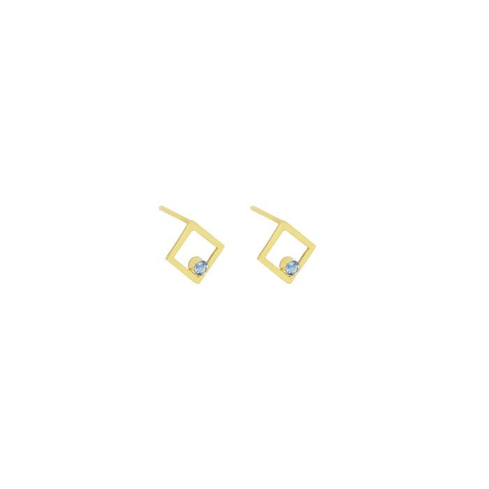 925 Sterling Silver Square Ear Jacket Earrings with Birthstone