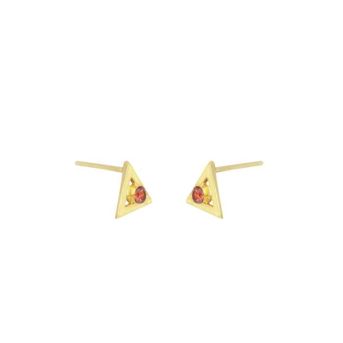 925 Sterling Silver Triangle Ear Jacket Earrings with Birthstone