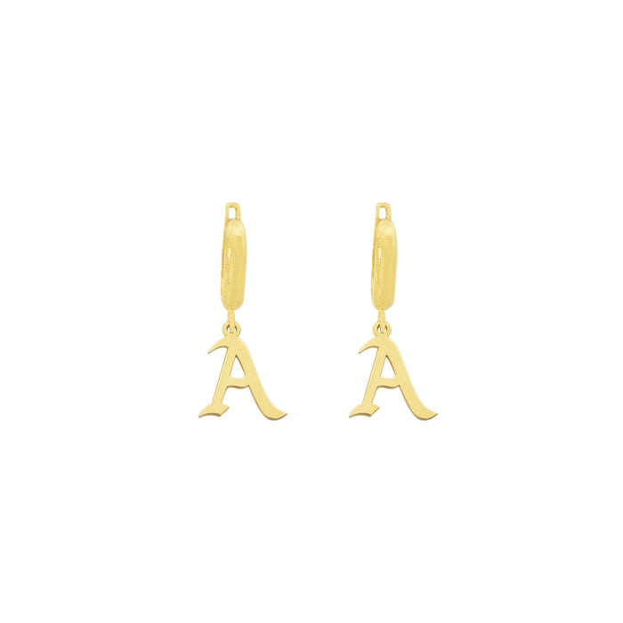 925 Sterling Silver Initial Hoop Earring