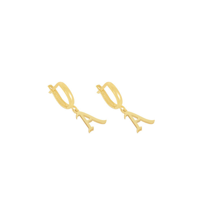 925 Sterling Silver Initial Hoop Earring