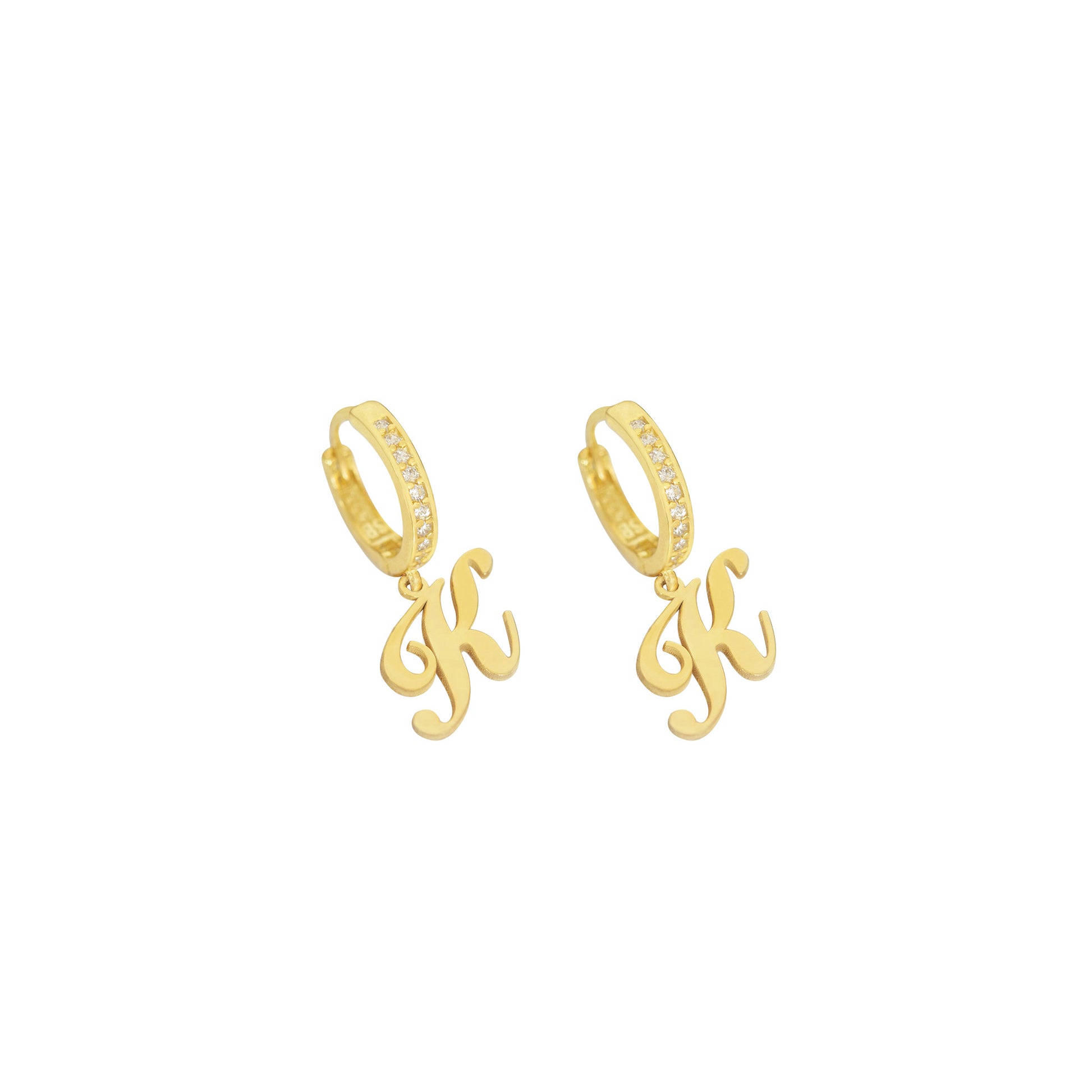 925 Sterling Silver Pave Initial Earring
