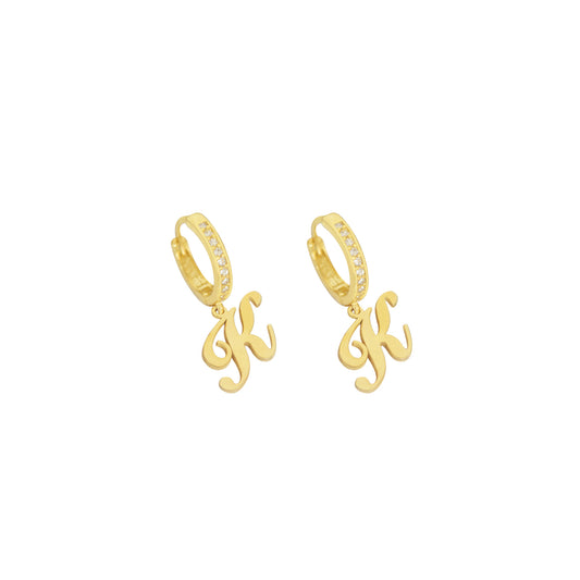 925 Sterling Silver Pave Initial Earring