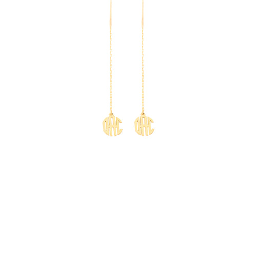 925 Sterling Silver Threader Monogram Earrings
