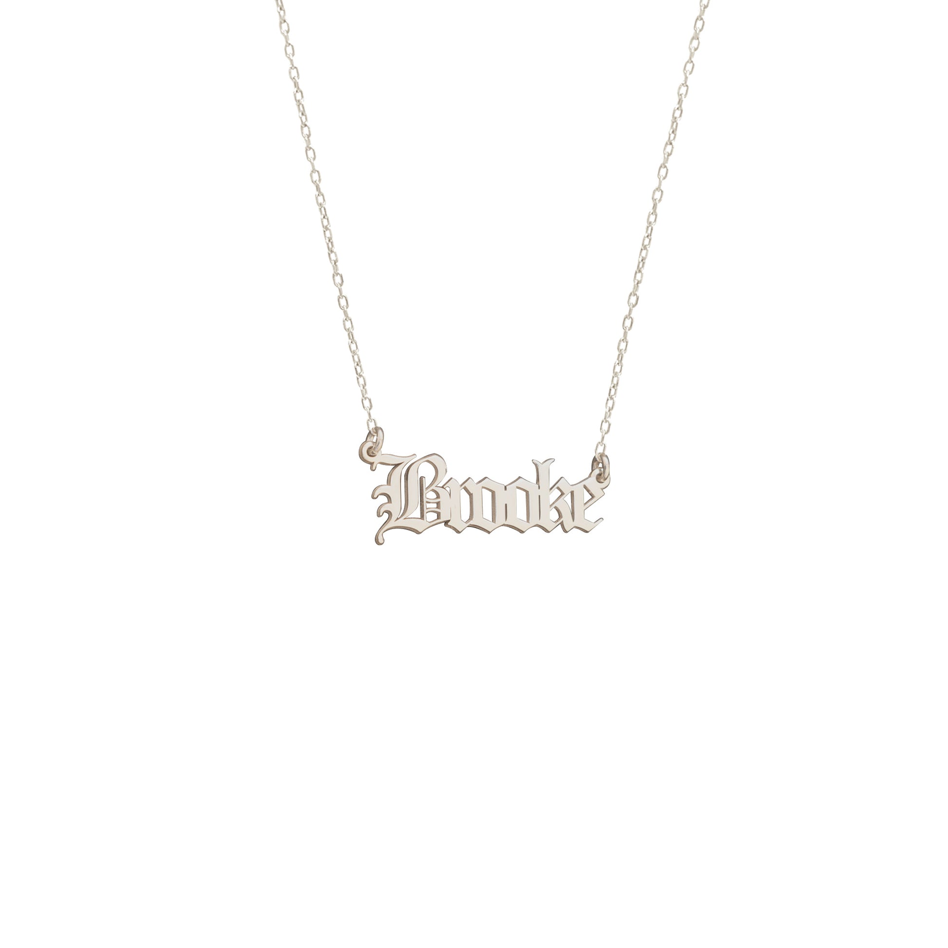 925 Sterling Silver Personalized Old English Font Name Necklace