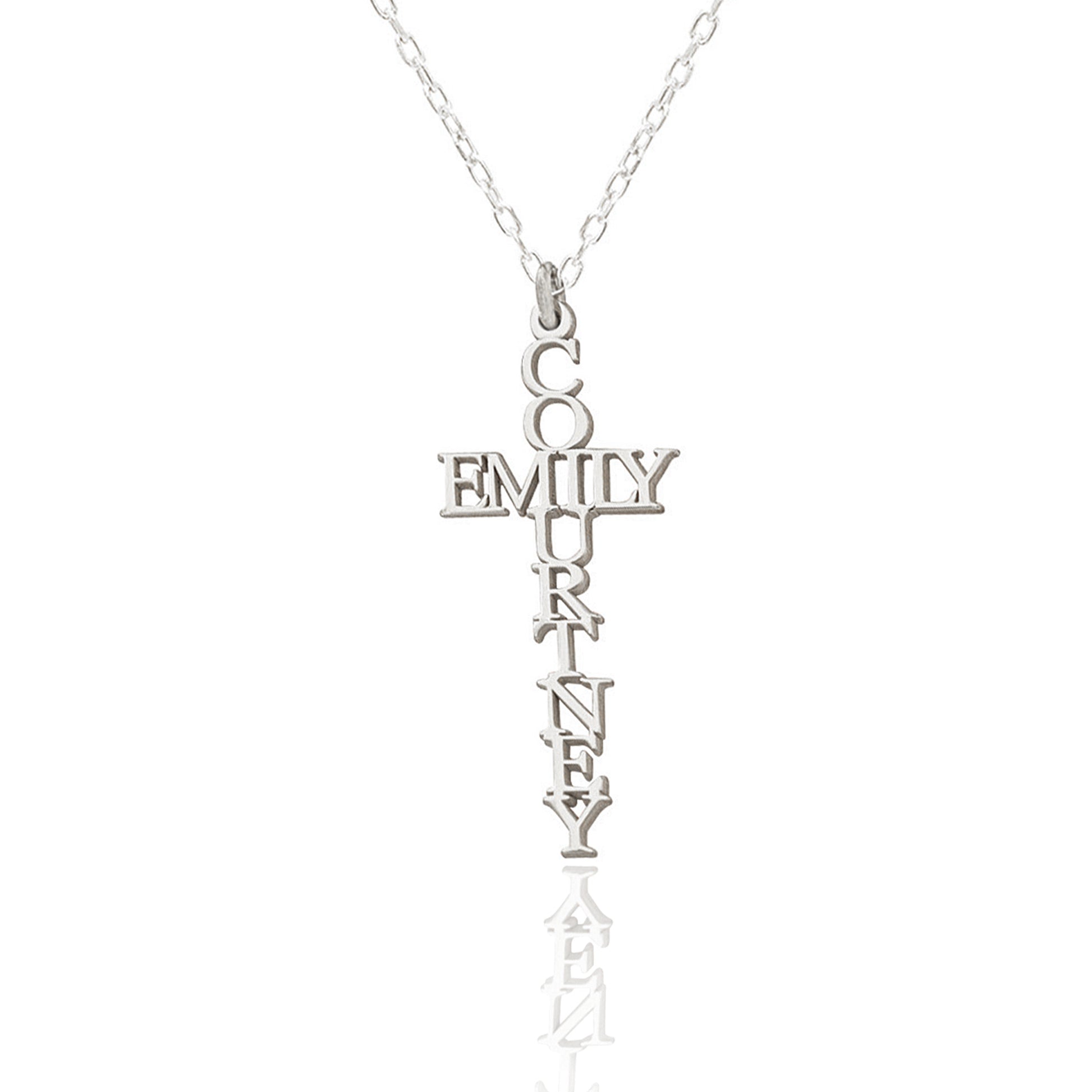 925 Sterling Silver Christian Cross Name Necklace