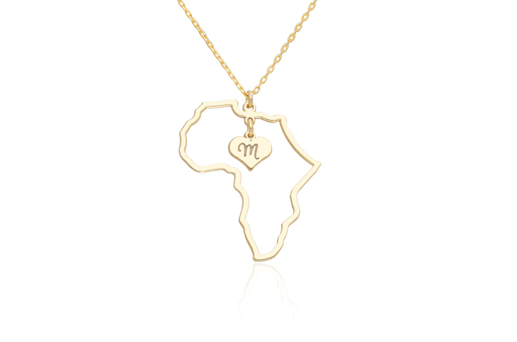 925 Sterling Silver Personalized Africa Letter Necklace