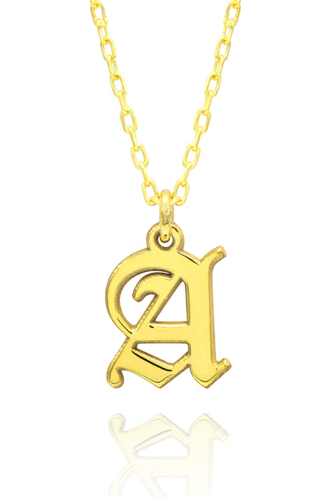 925 Sterling Silver Old English Initial Necklace