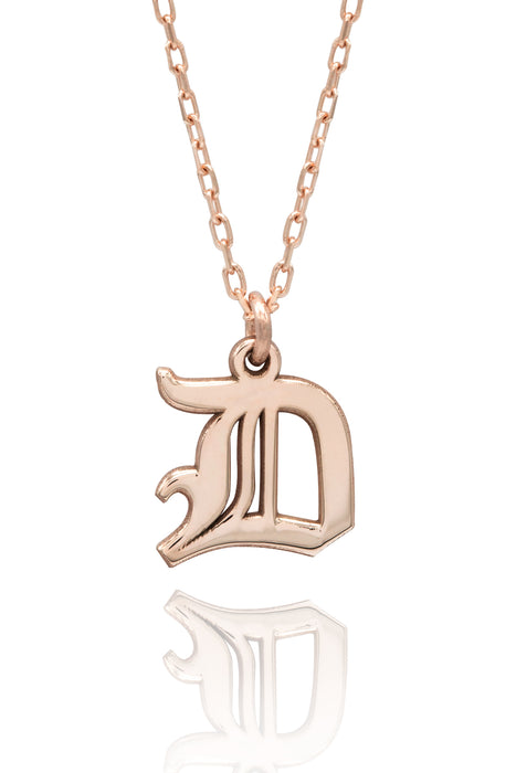 925 Sterling Silver Old English Initial Necklace