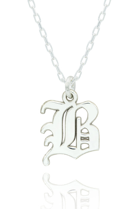 925 Sterling Silver Old English Initial Necklace