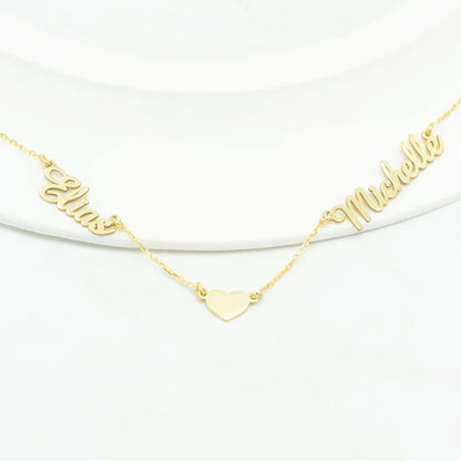 925 Sterling Silver Personalized Multiple Name Necklace with Heart