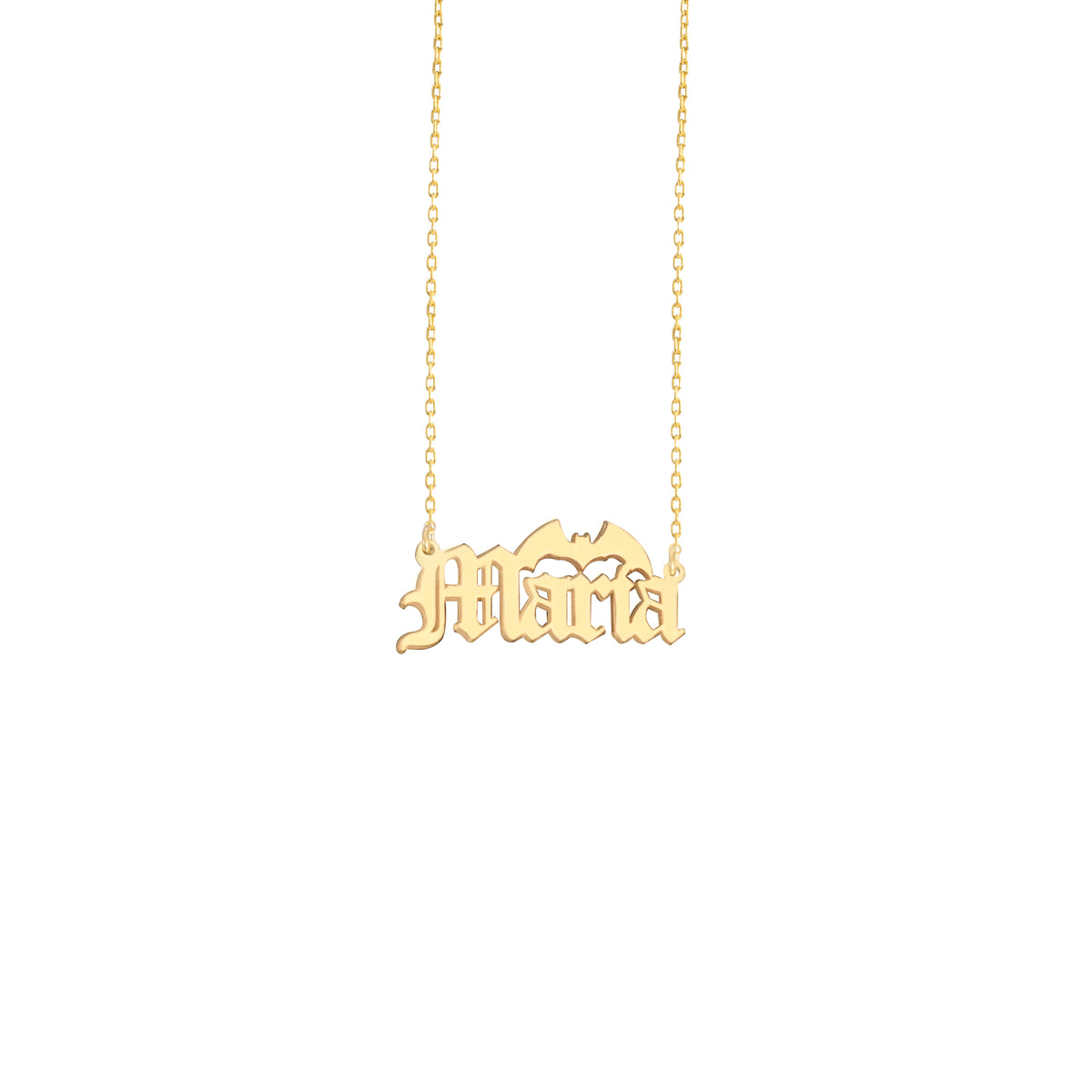 925 Sterling Silver Personalized Bat Custom Name Necklace - Halloween Jewelry