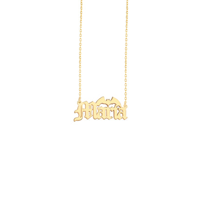 925 Sterling Silver Personalized Bat Custom Name Necklace - Halloween Jewelry