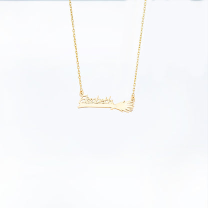 925 Sterling Silver Personalized Name and Broom Necklace