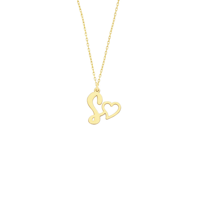 925 Sterling Silver Initial Necklace With Heart