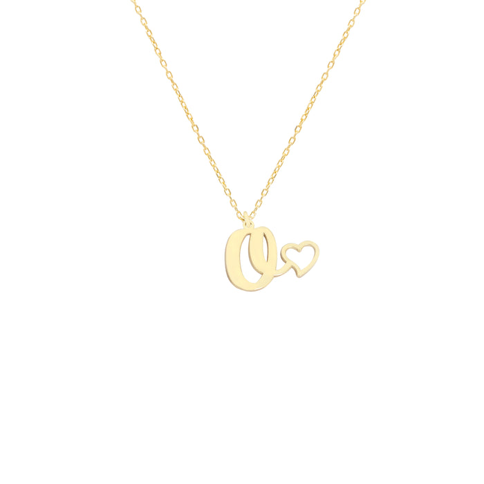 925 Sterling Silver Initial Necklace With Heart