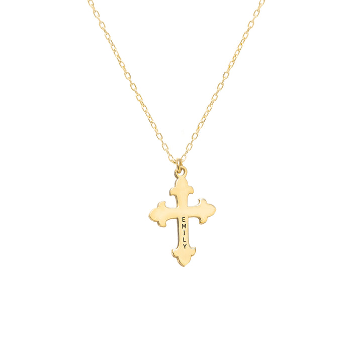 925 Sterling Silver Eastern Orthodox Cross Name Necklace