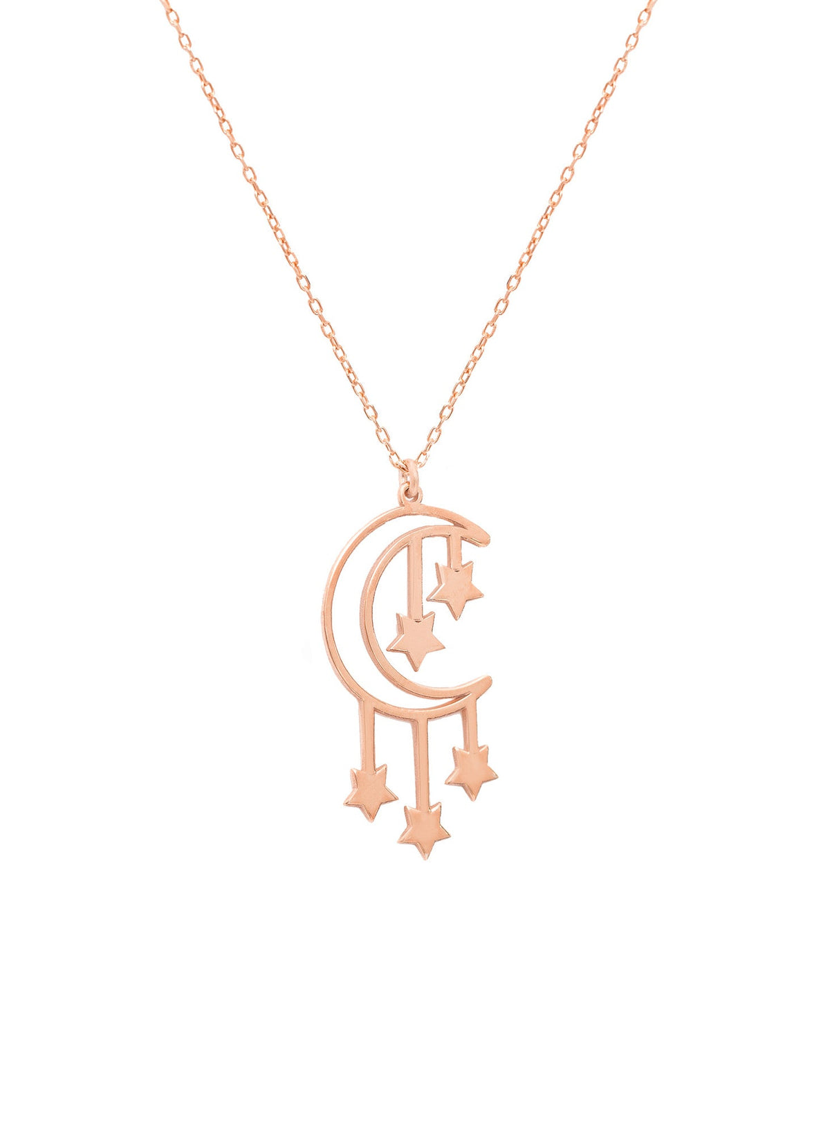 925 Sterling Silver Moon And Star Necklace