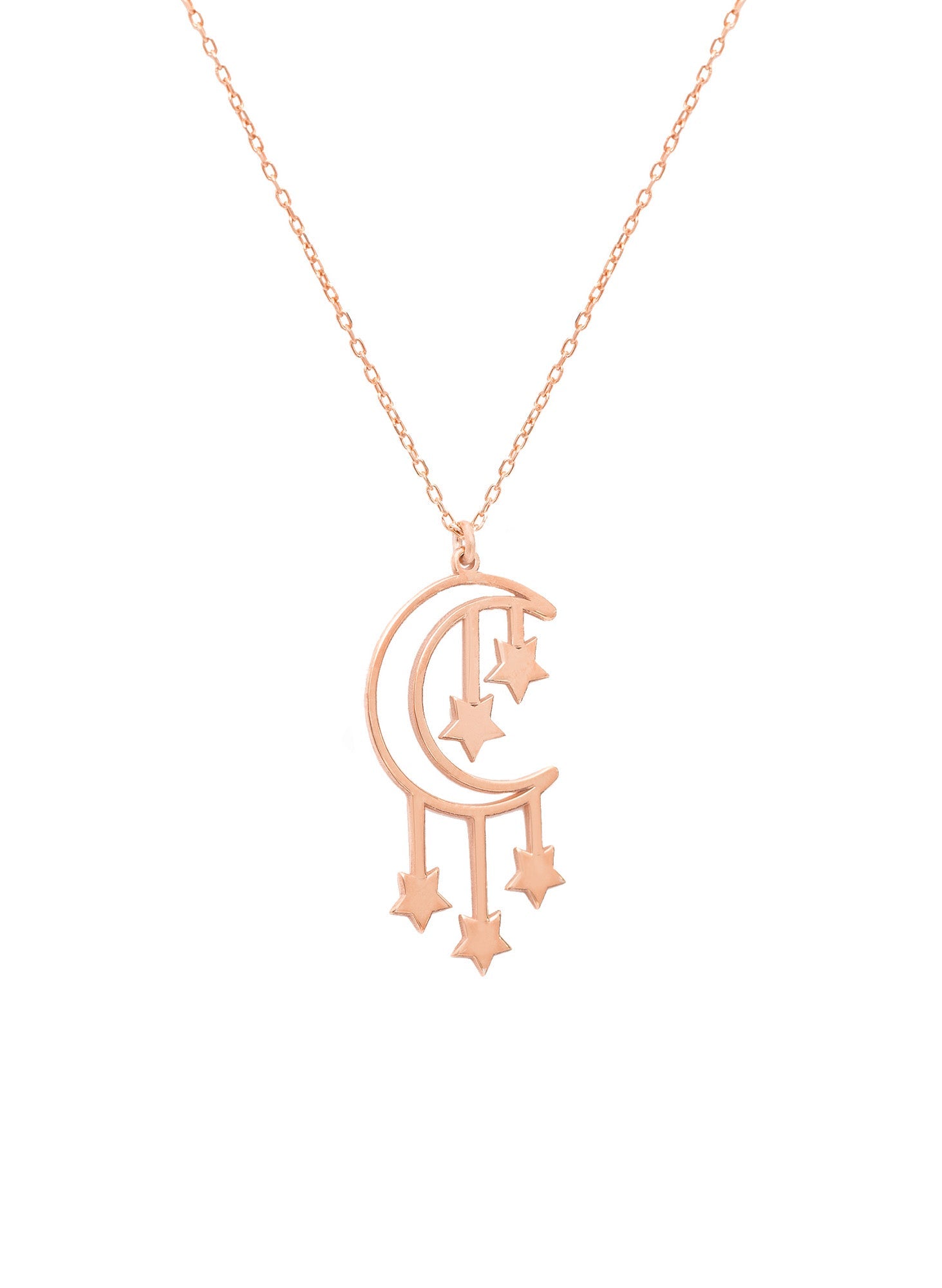 925 Sterling Silver Moon And Star Necklace