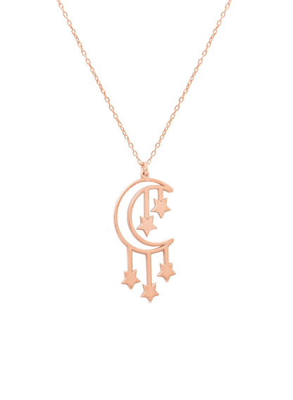 925 Sterling Silver Moon And Star Necklace