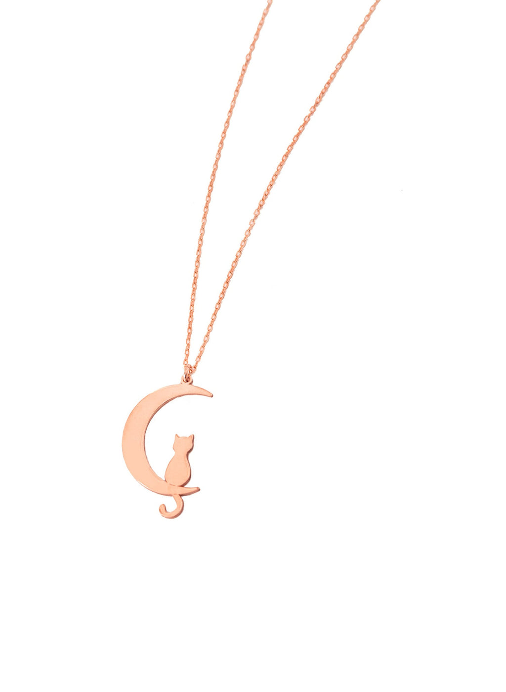 925 Sterling Silver Cat Moon Necklace