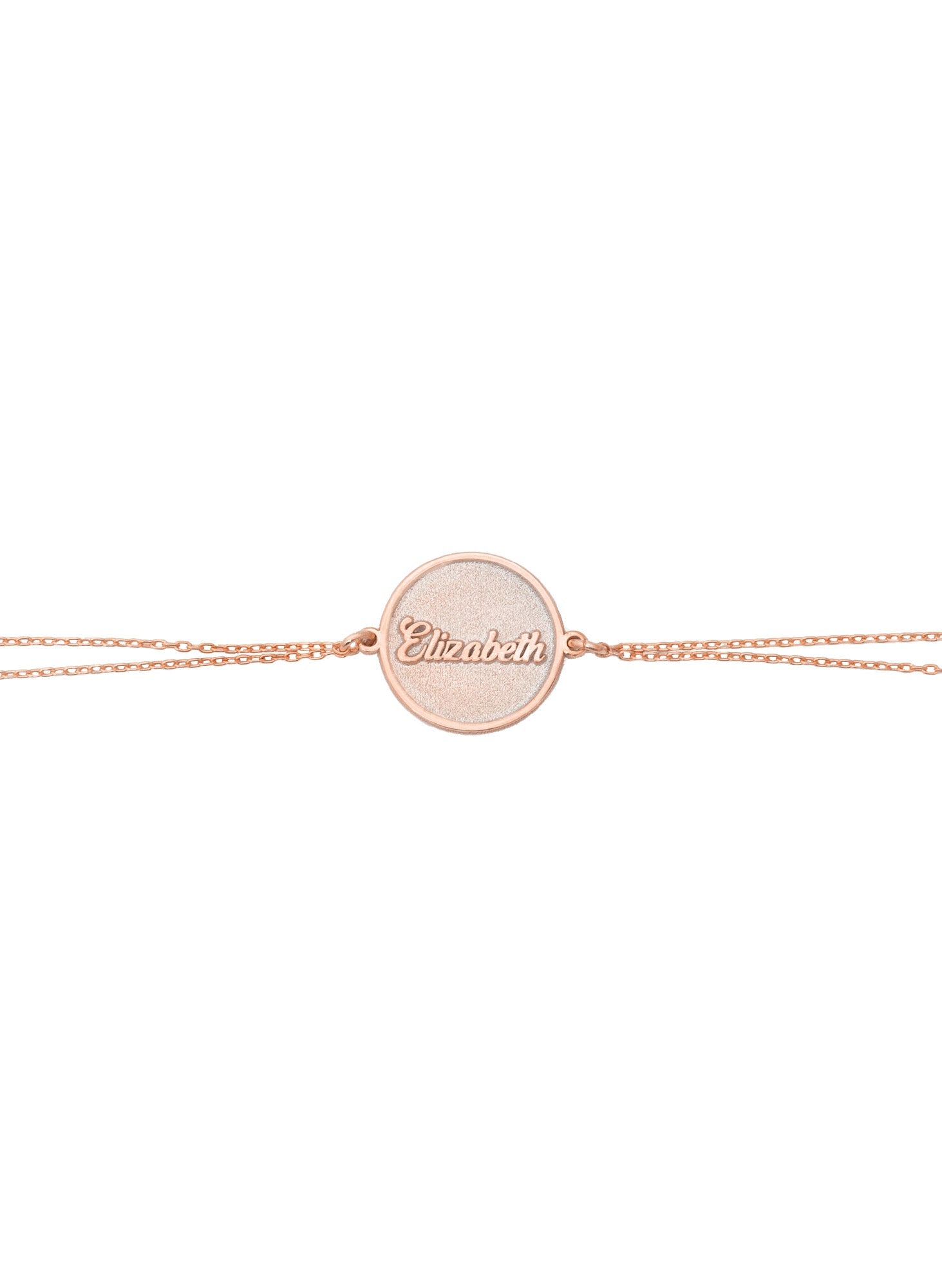 925 Sterling Silver Circle Name Tag Duo Chain Bracelet