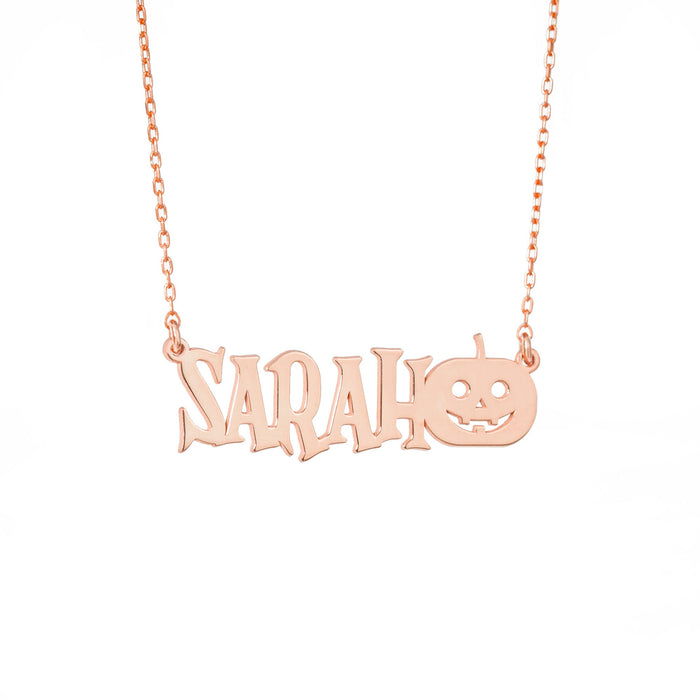 925 Sterling Silver Personalized Pumpkin Custom Name Necklace