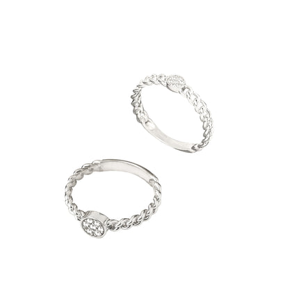 925 Sterling Silver Curb Chain Diamond Pave Signet Ring