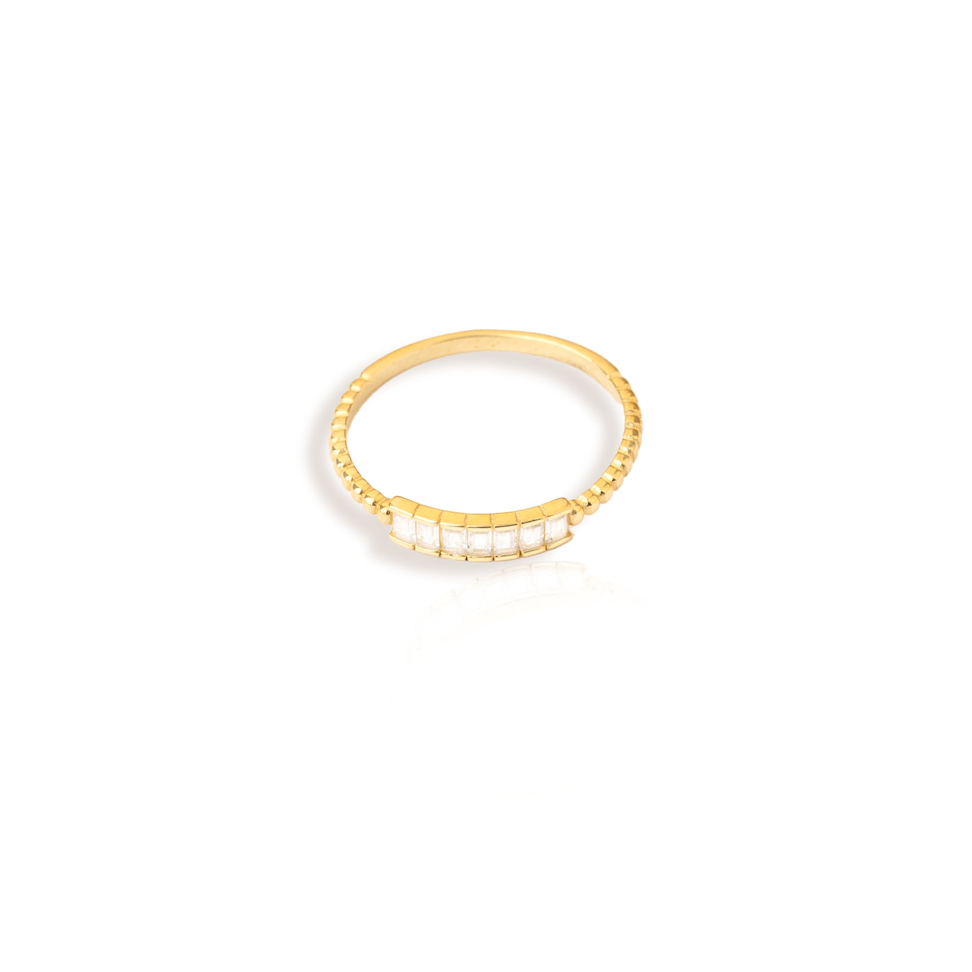 925 Sterling Silver Baguette Diamond Pave Bar Ring