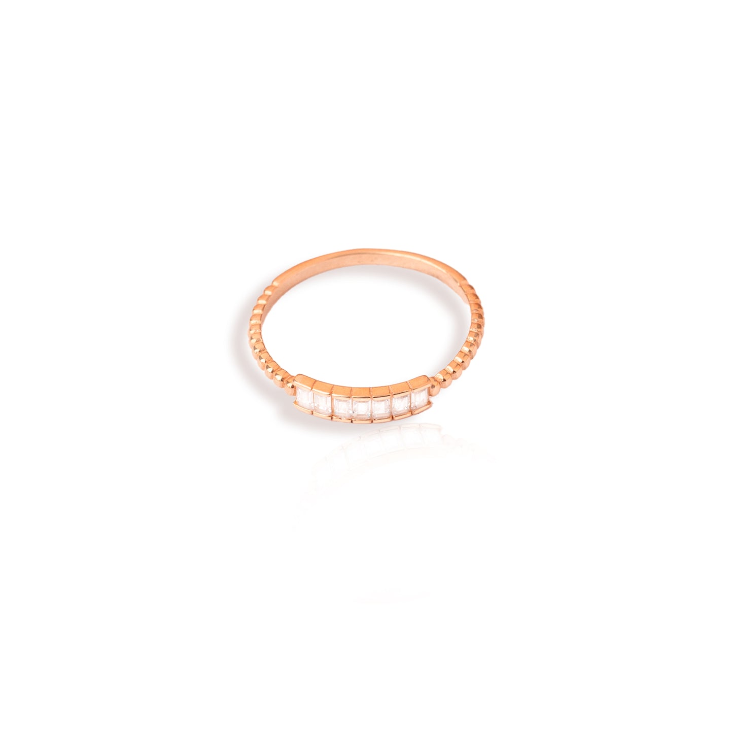 925 Sterling Silver Baguette Diamond Pave Bar Ring