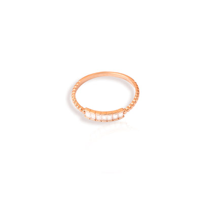 925 Sterling Silver Baguette Diamond Pave Bar Ring