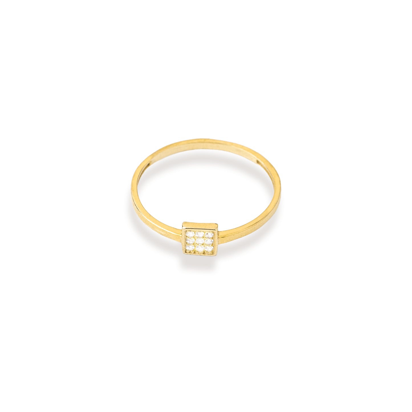925 Sterling Silver Diamond Pave Square Block Signet Ring