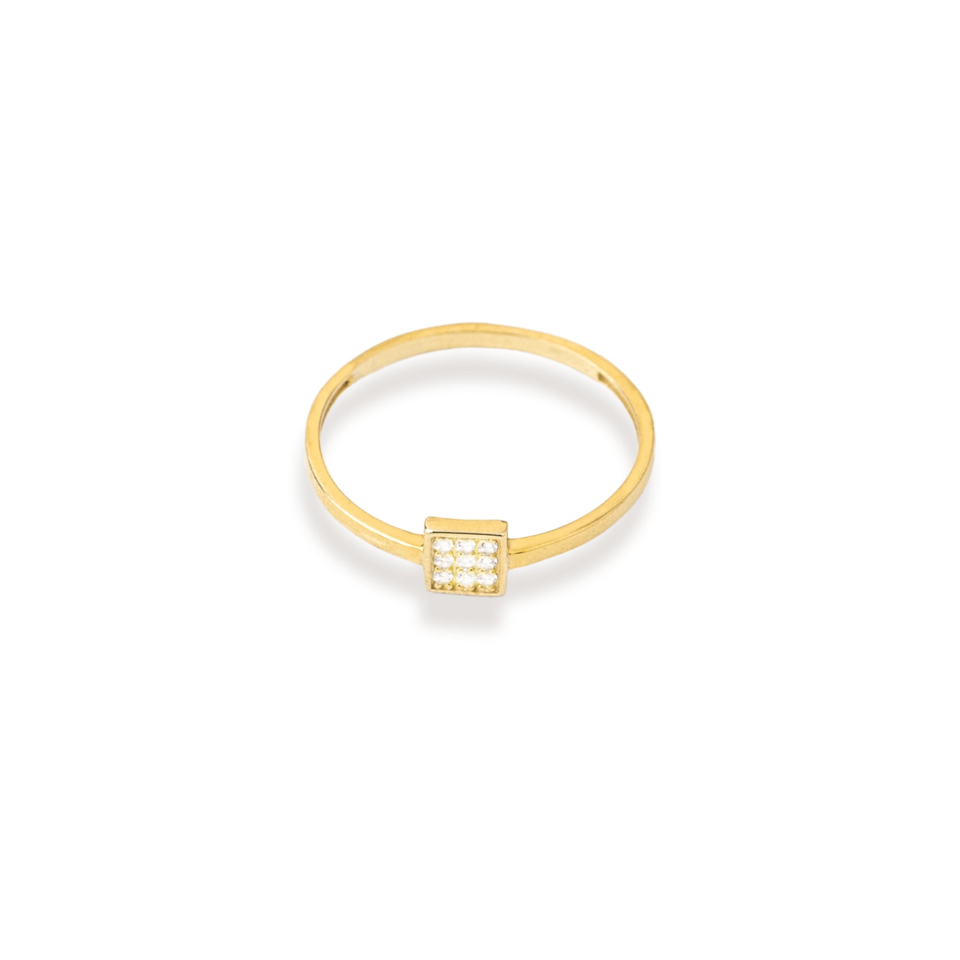 925 Sterling Silver Diamond Pave Square Block Signet Ring