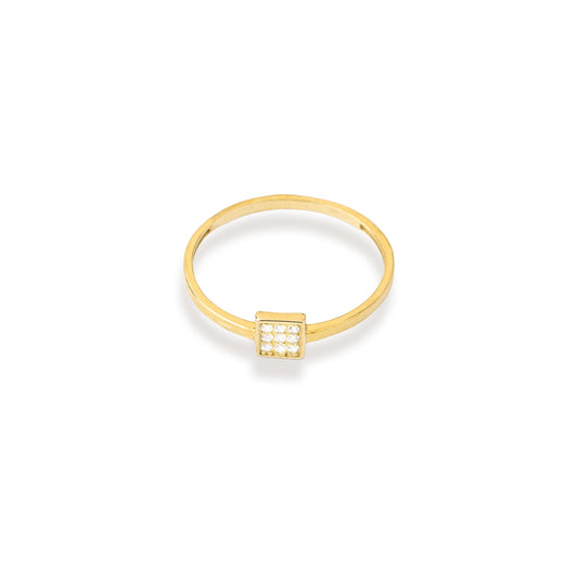 925 Sterling Silver Diamond Pave Square Block Signet Ring