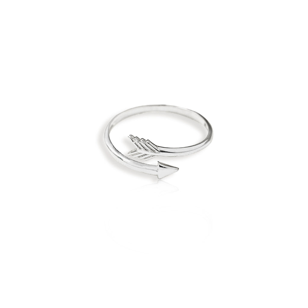 925 Sterling Silver Adjustable Finger Wrap Arrow Ring
