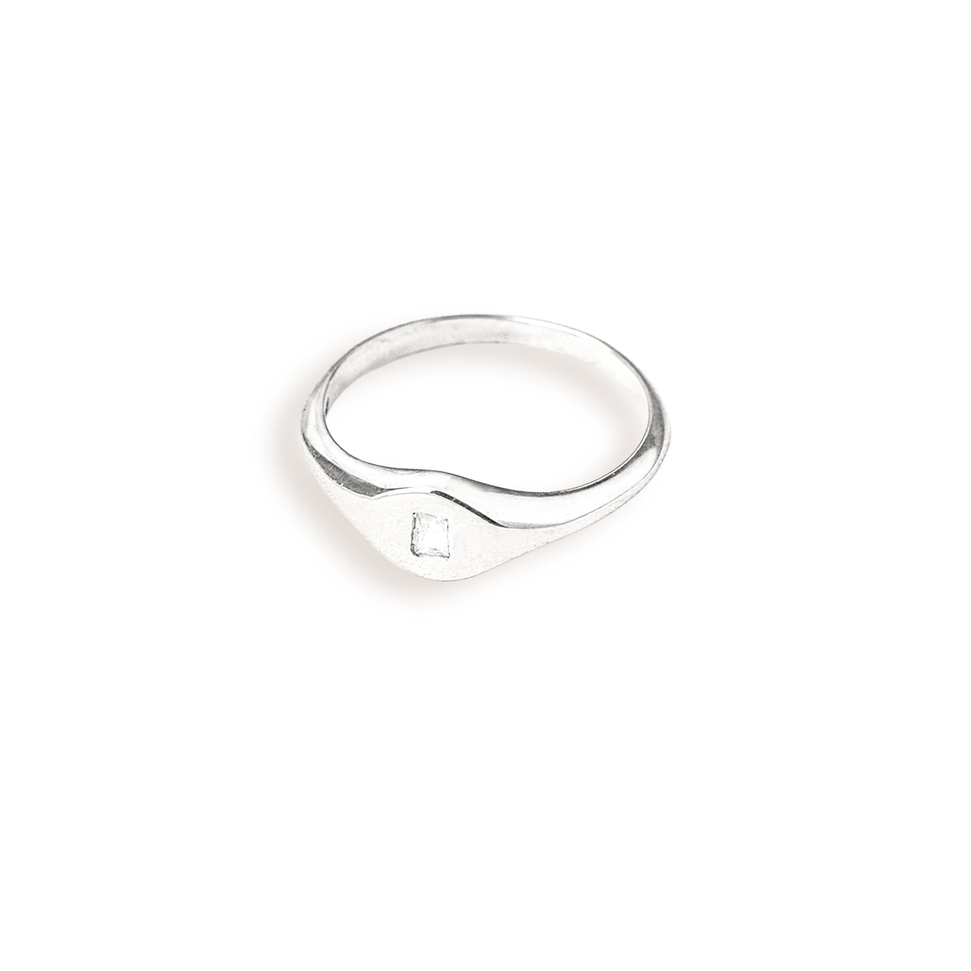 925 Sterling Silver Baguette Diamond Pave Signet Ring