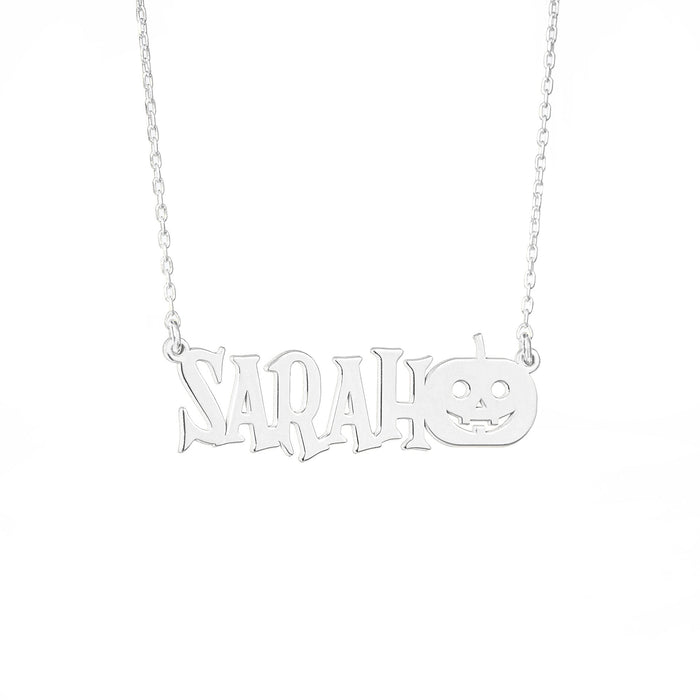 925 Sterling Silver Personalized Pumpkin Custom Name Necklace