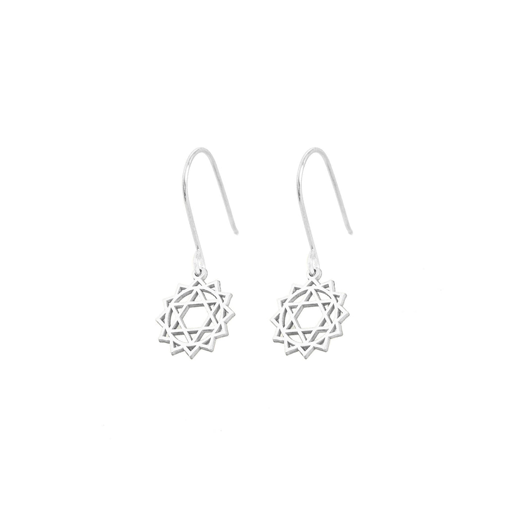925 Sterling Silver Silver Heart Chakra Earring