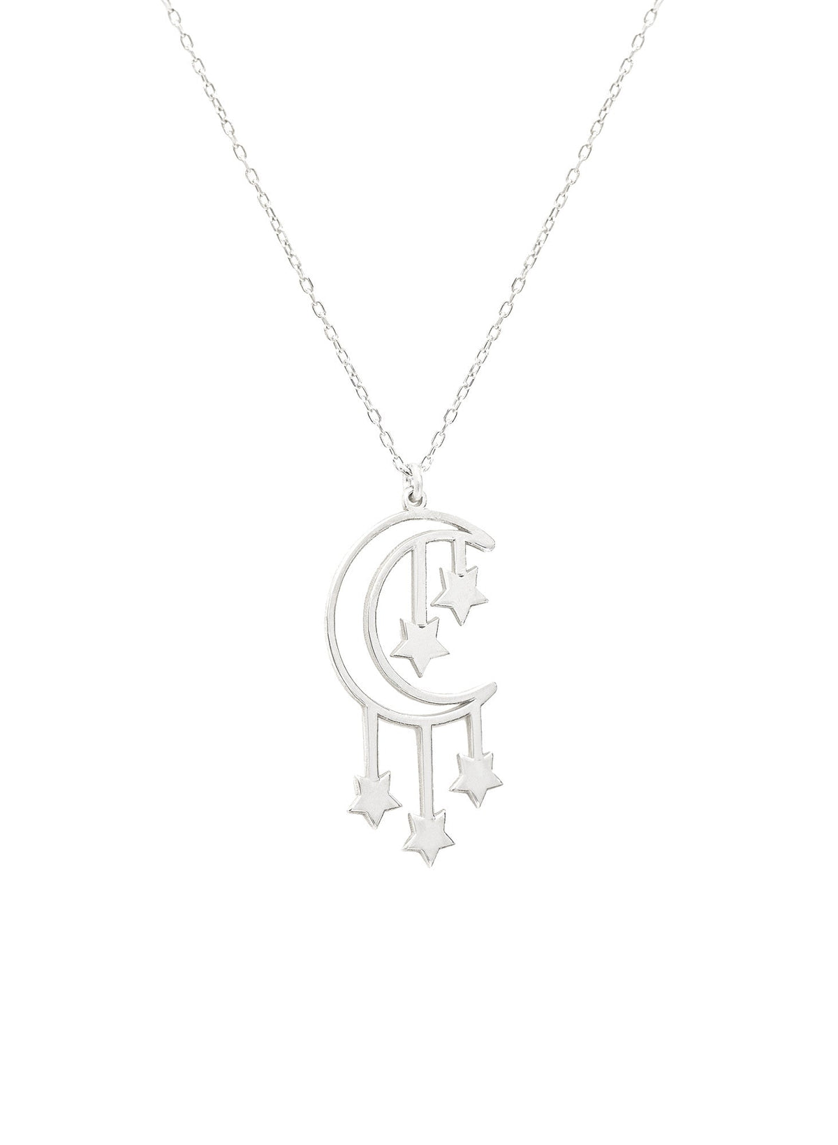 925 Sterling Silver Moon And Star Necklace