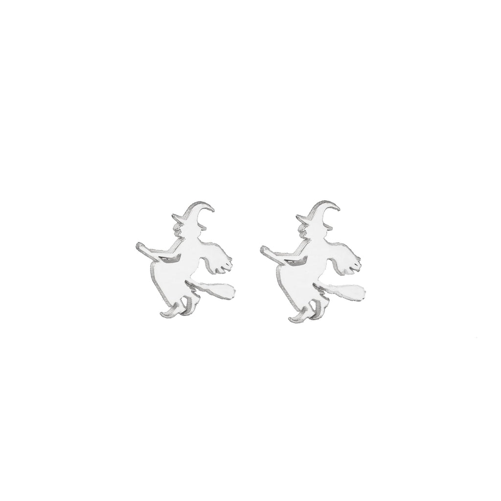 925 Sterling Silver Beautiful &amp; Ugly Witch Studs Earrings