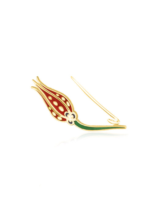 925 Sterling Silver Enamel Tulip Brooch