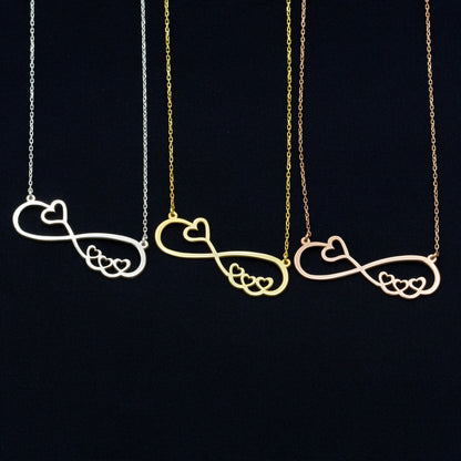 925 Sterling Silver Infinity Necklace with Hearts