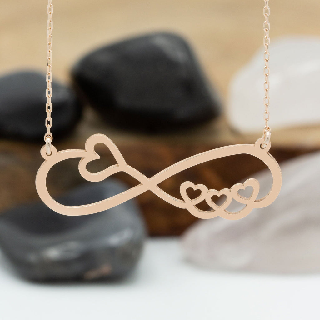 925 Sterling Silver Infinity Necklace with Hearts