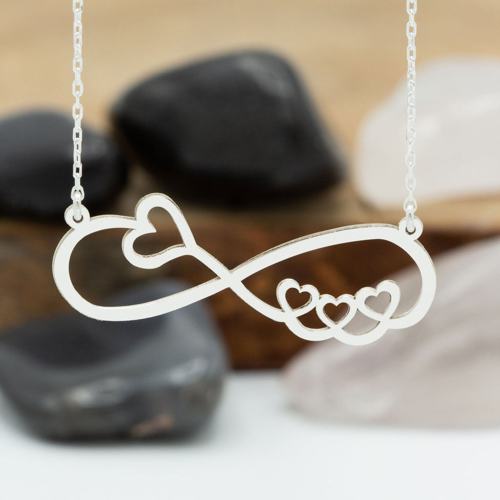 925 Sterling Silver Infinity Necklace with Hearts
