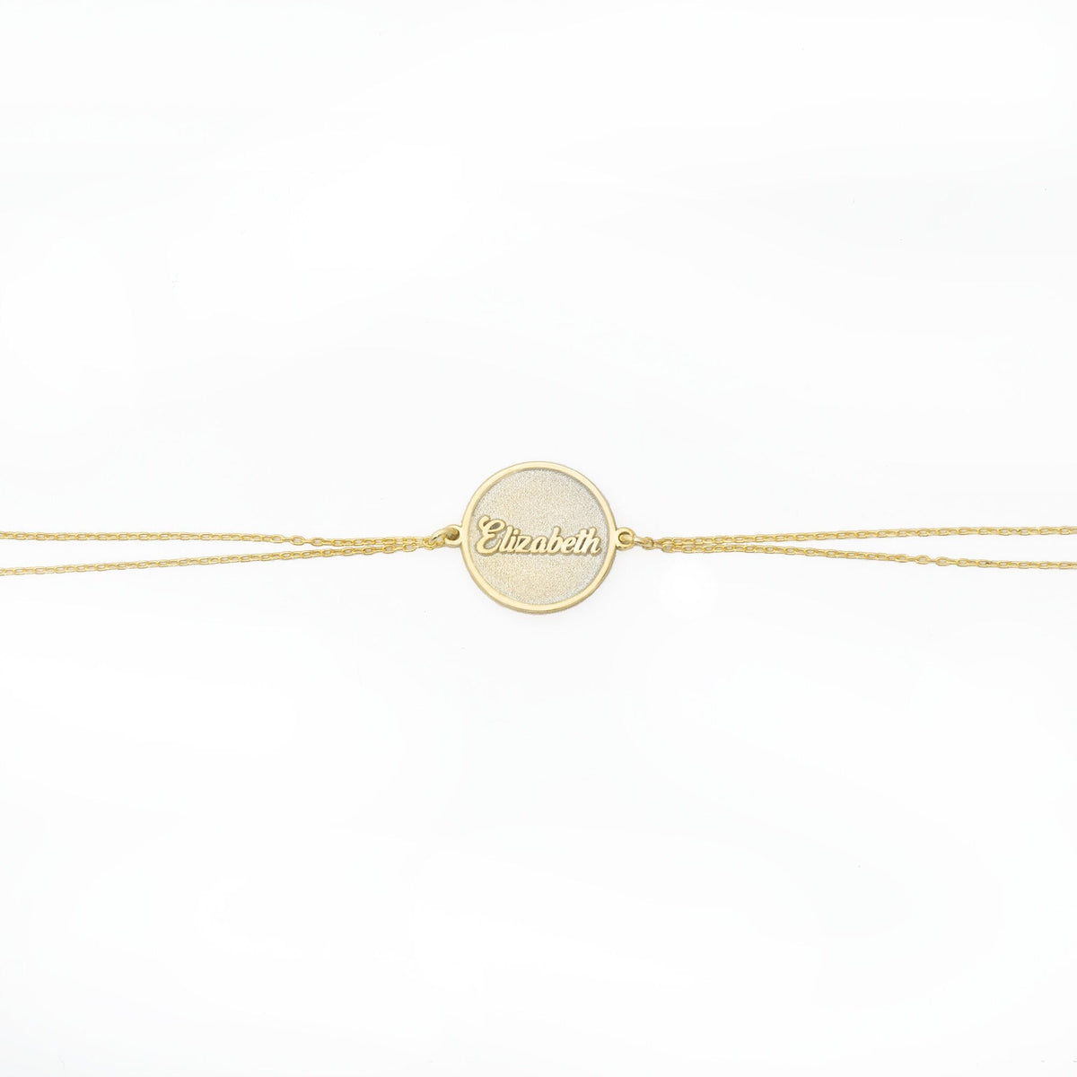 925 Sterling Silver Circle Name Tag Duo Chain Bracelet